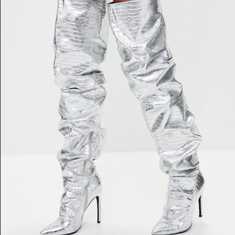 LonDunn x Missguided Silver Boots